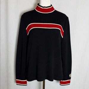 VTG St John Sport Navy Red White Top Size S Santana Knit Nautical Pullover Prep
